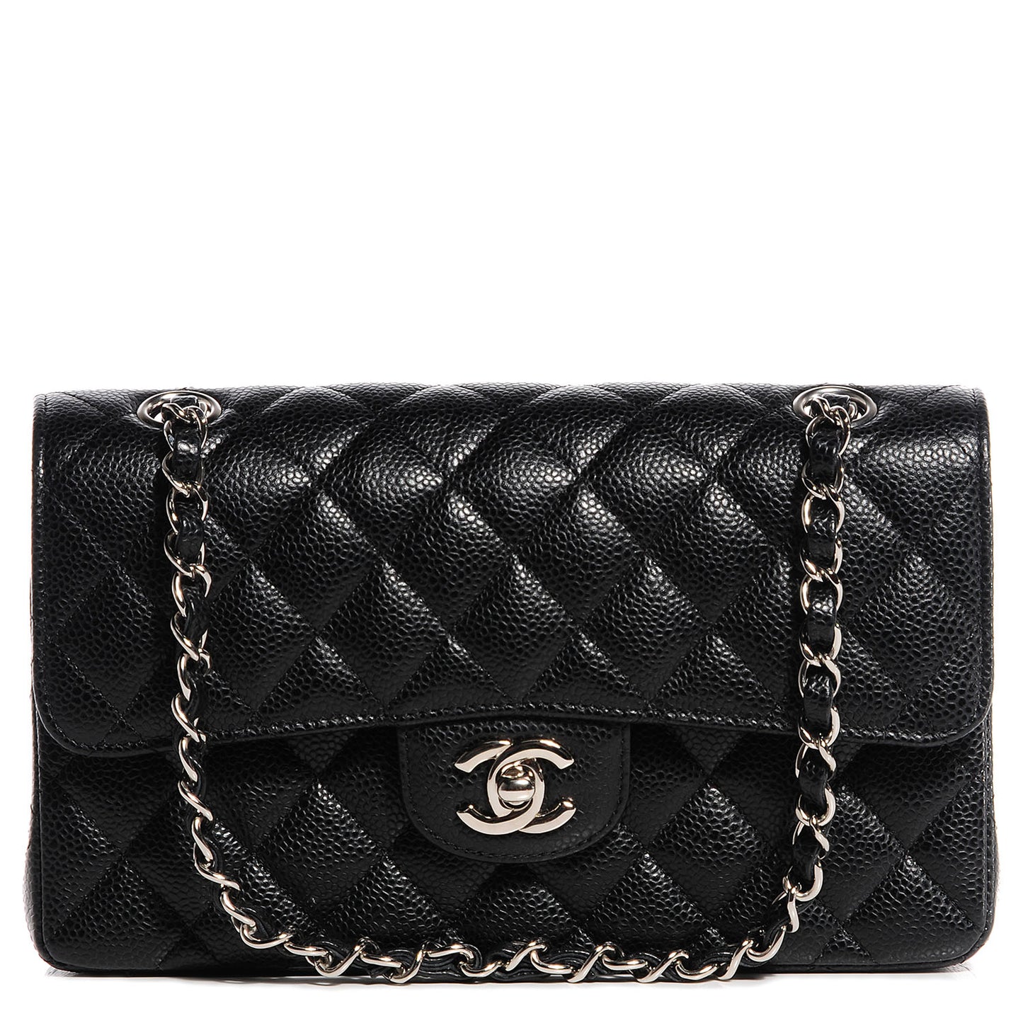 Caviar Quilted Small Double Flap Black