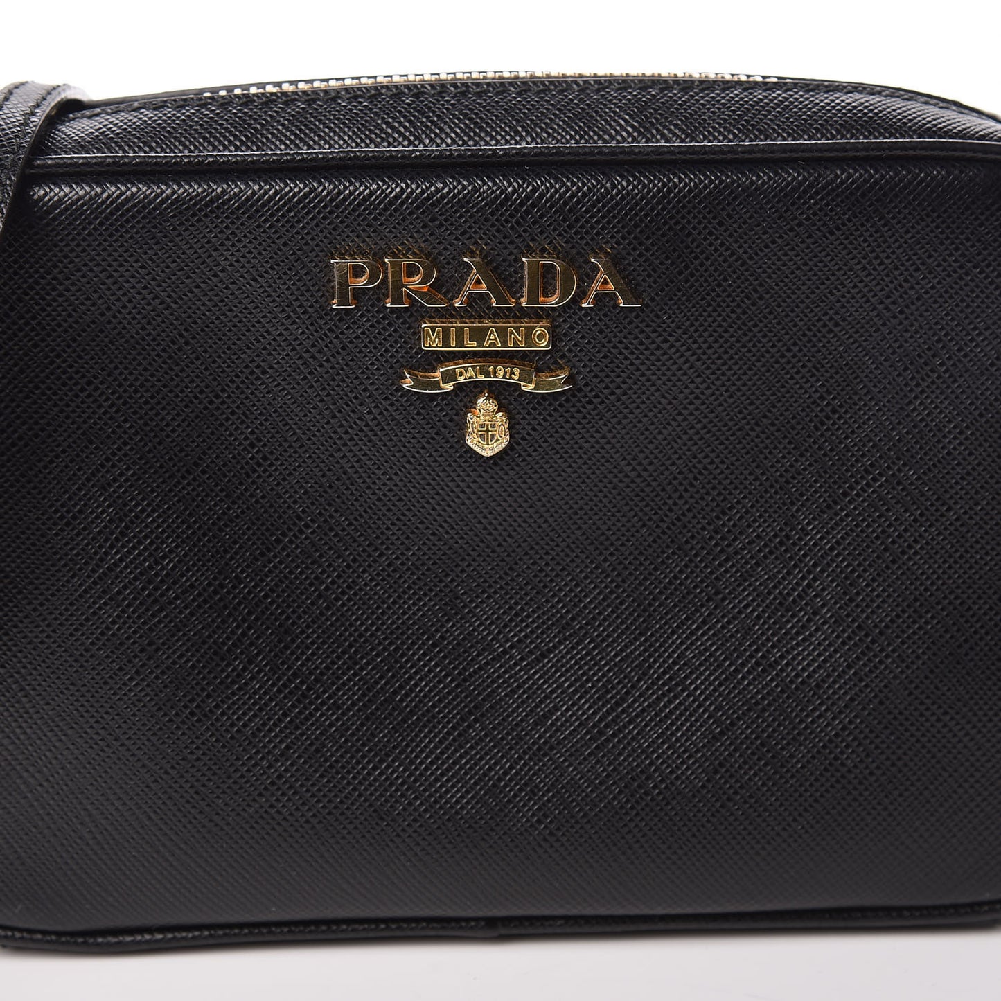 Saffiano Lux Small Camera Crossbody Bag Black