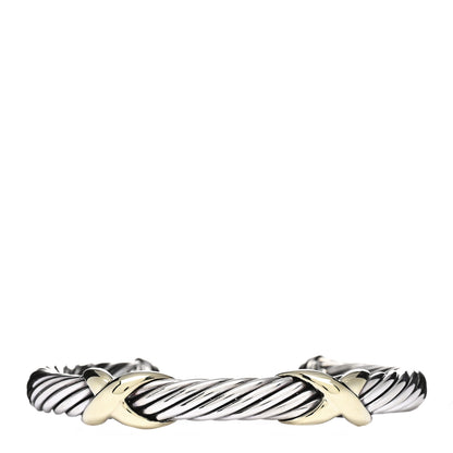 David Yurman Sterling Silver 14K Yellow Gold 7mm Double X Cable Bracelet 1 of 3