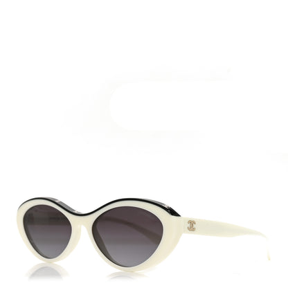 Chanel Acetate Oval Sunglasses 5416 White Black 1 of 7