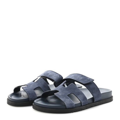 Hermes Suede Goatskin Womens Chypre Sandals 38 Bleu Celeste 4 of 9