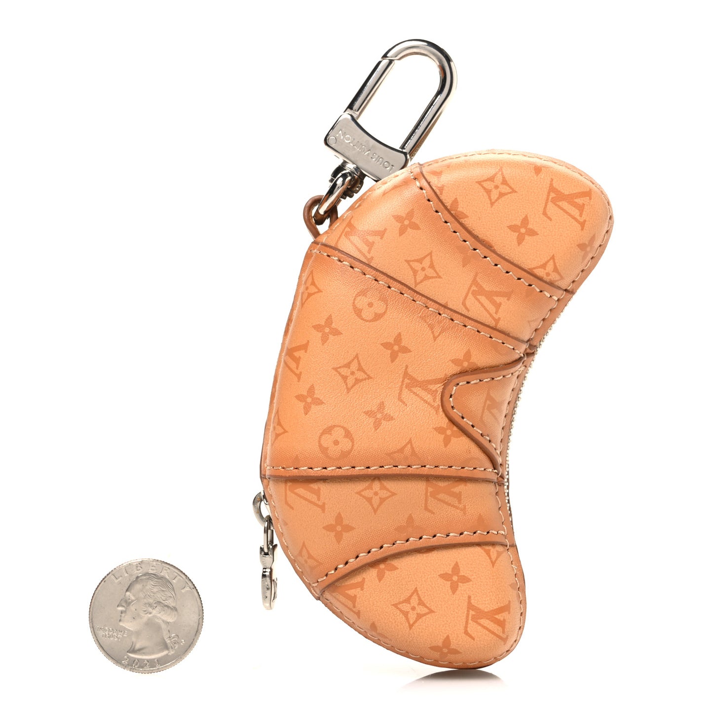 Calfskin Monogram LV Croissant Bag Charm Brown