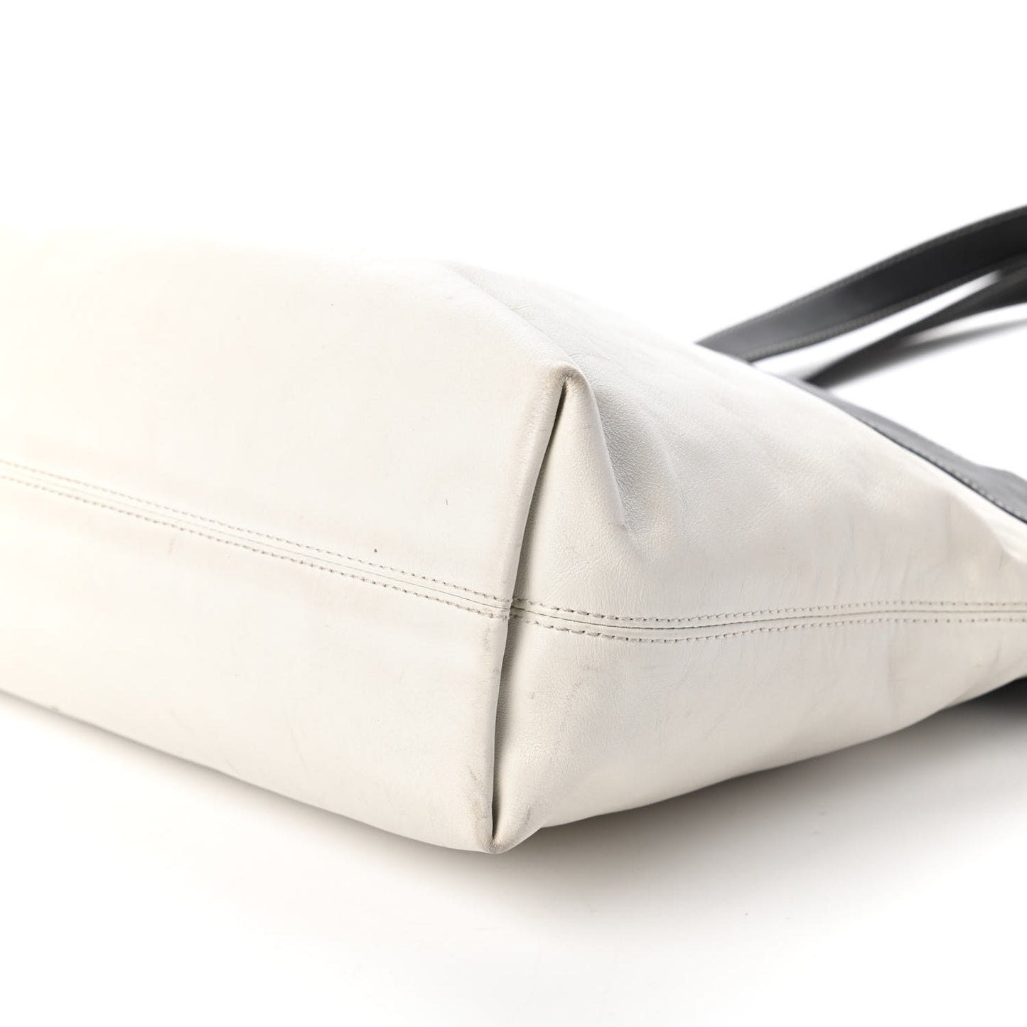 Lambskin CC Bi-Color Tote White Black