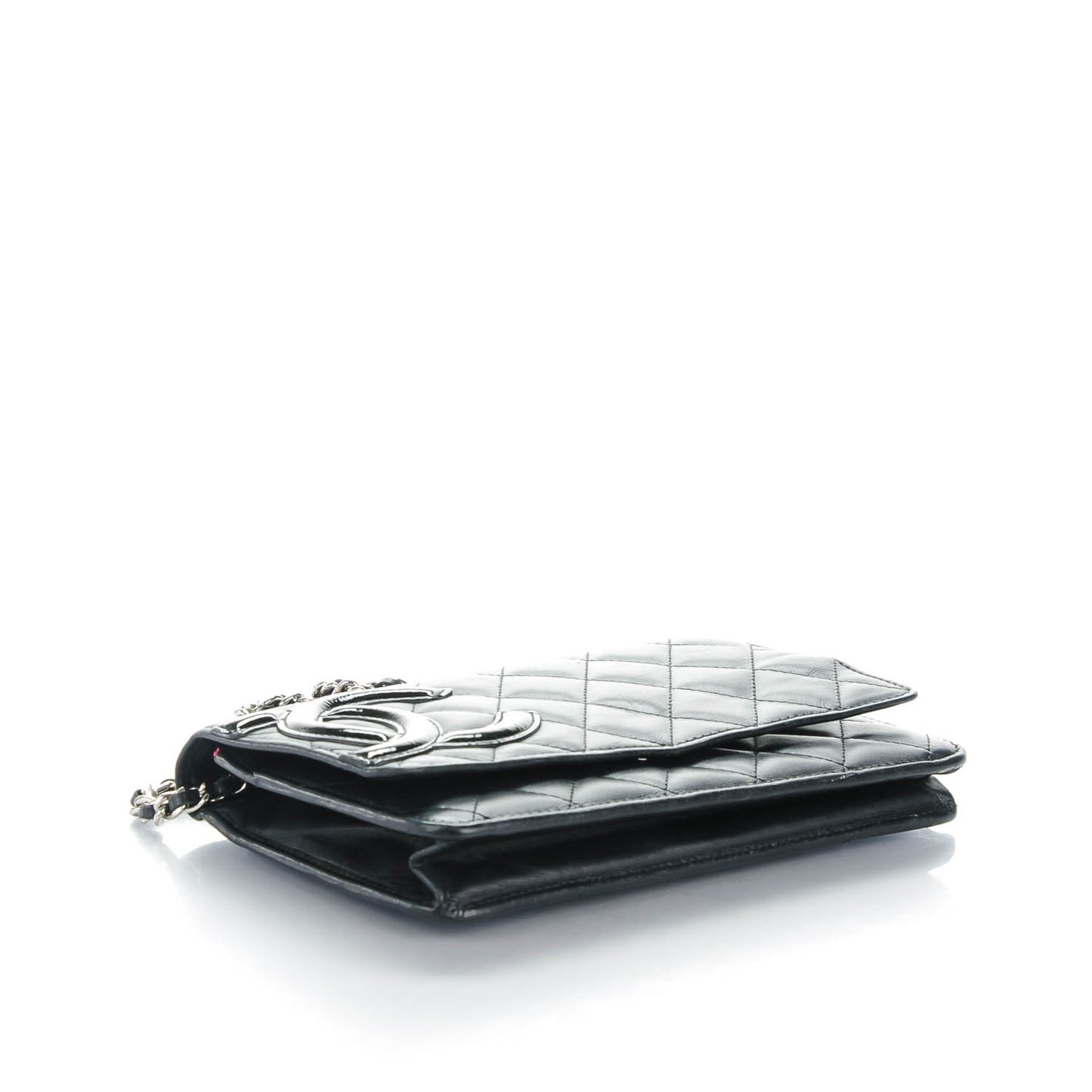 Calfskin Quilted Cambon Wallet On Chain WOC Black