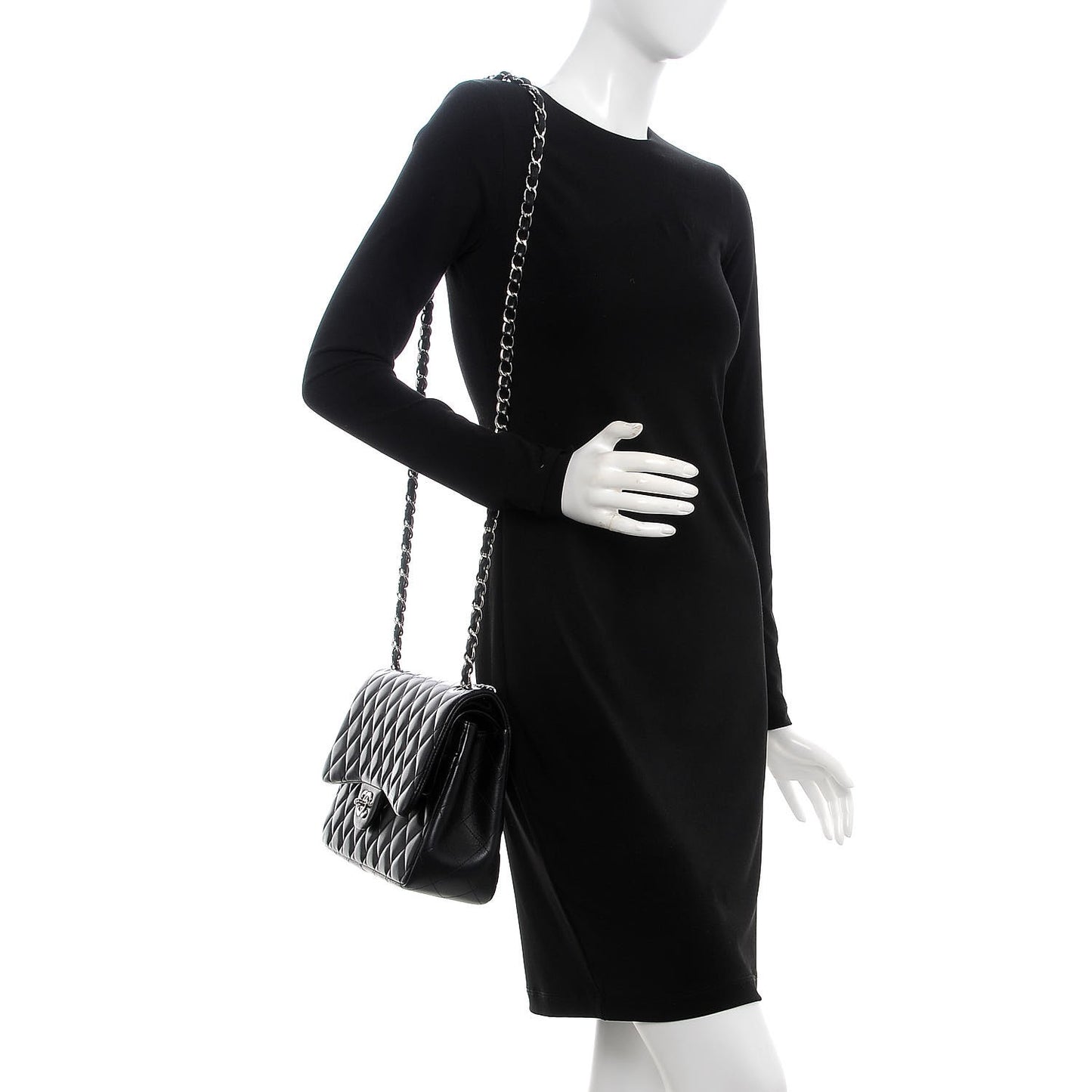 Lambskin Quilted Jumbo Double Flap Black