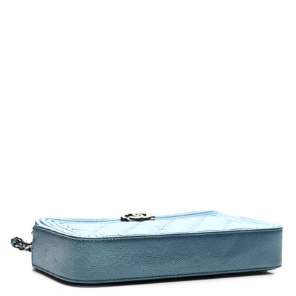 Chanel Metallic Caviar Quilted Small Boy Clutch With Chain Turquoise 4 of 16