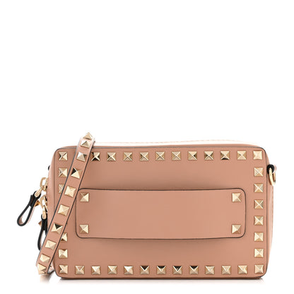 Valentino Garavani Calfskin Rockstud Camera Clutch Crossbody Bag Poudre 1 of 9