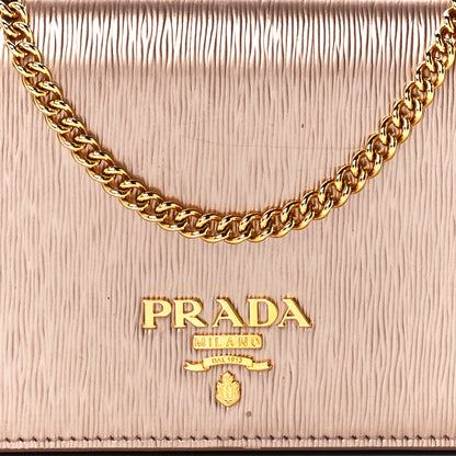 Prada Metallic Vitello Move Oro Chain Wallet Cipria Mordore 7 of 10