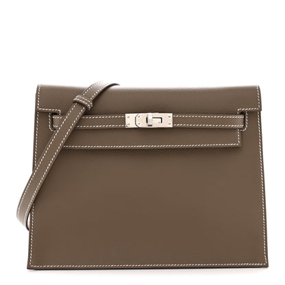 Hermes Evercolor Verso Kelly Danse II Belt Bag Etoupe Vert Fonce 1 of 11