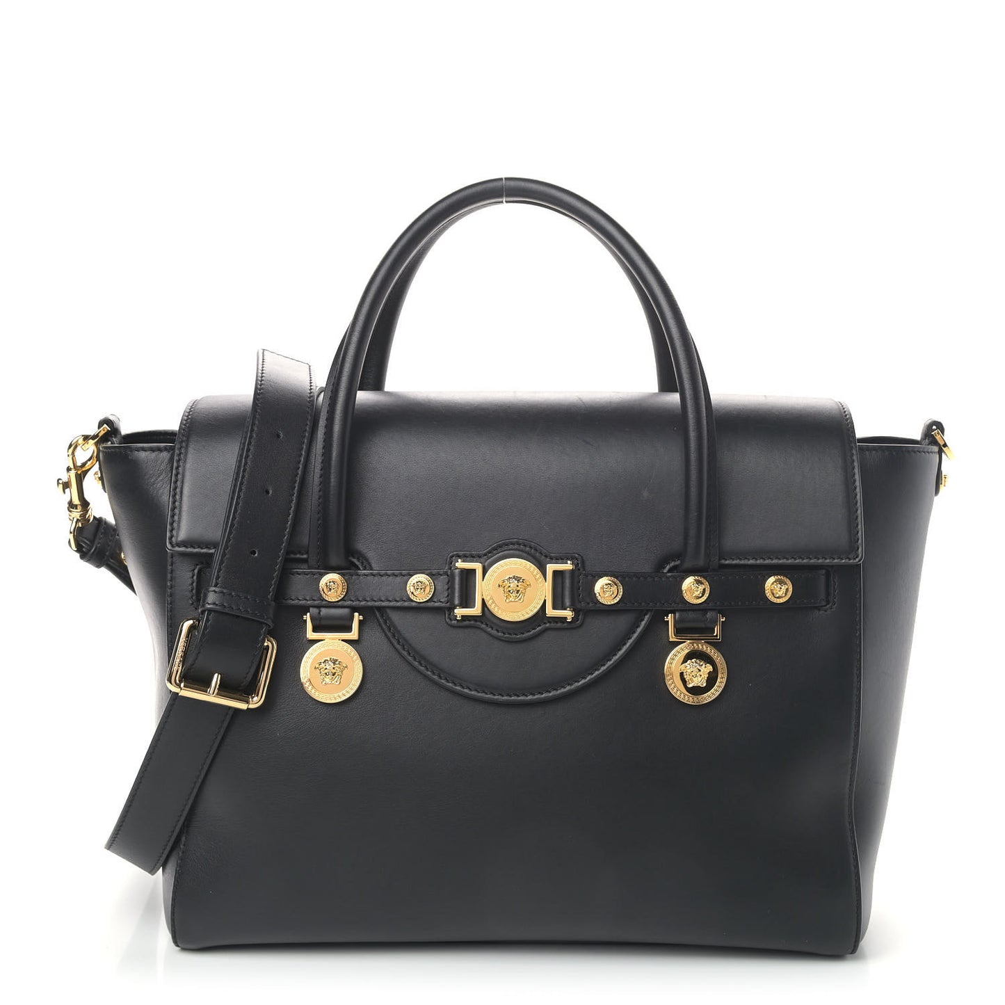 Calfskin Medusa Coin Tote Black