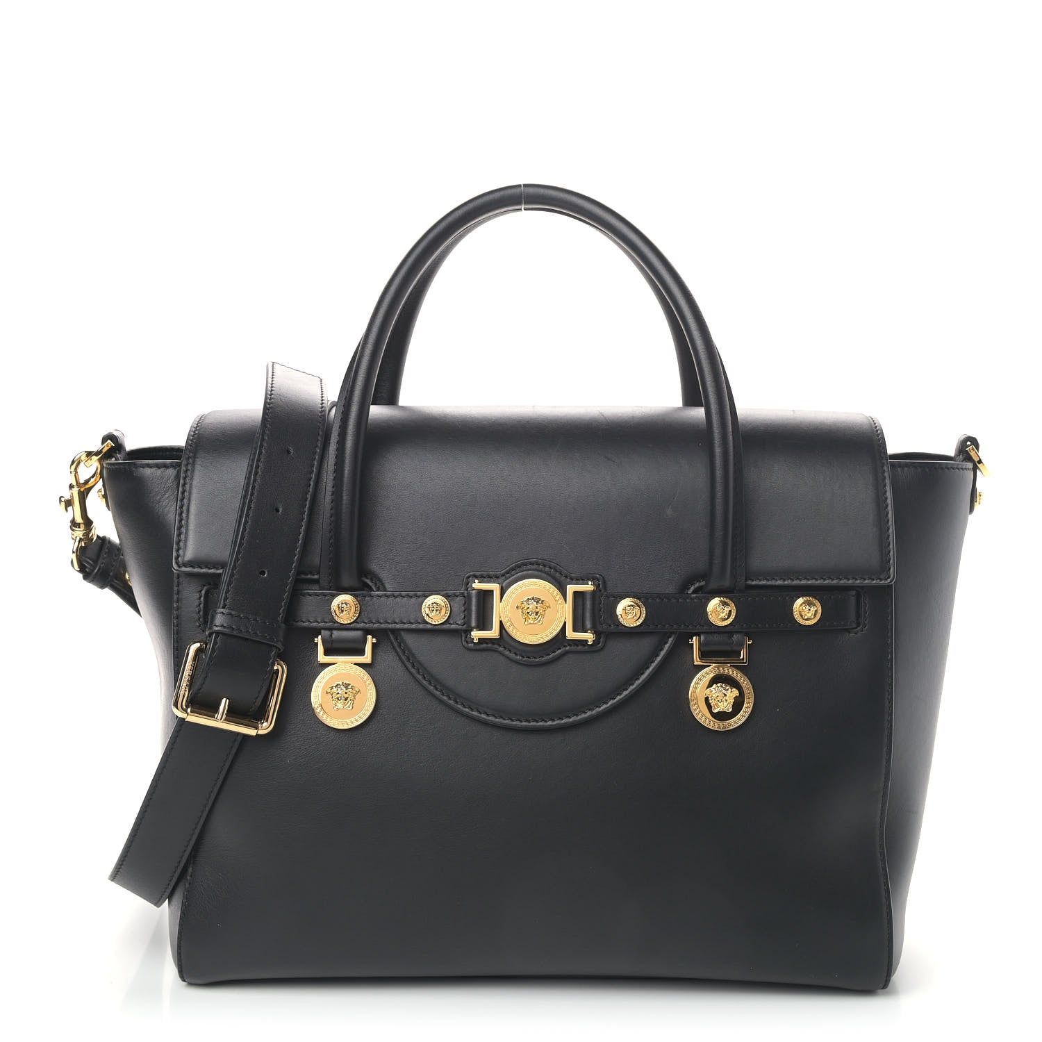 Versace Calfskin Medusa Coin Tote Black 1 of 4