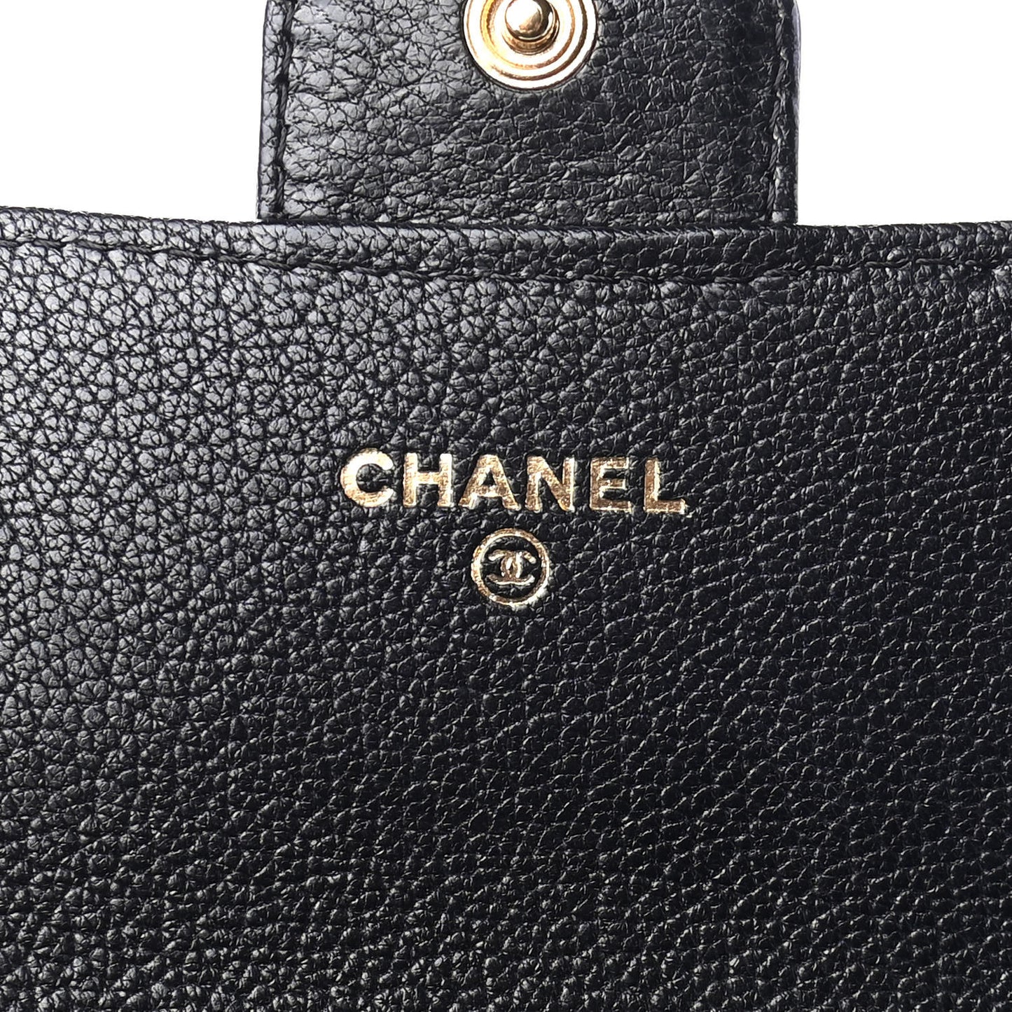 Patent Goatskin Quilted Small CC Eyelet Wallet On Chain WOC Black