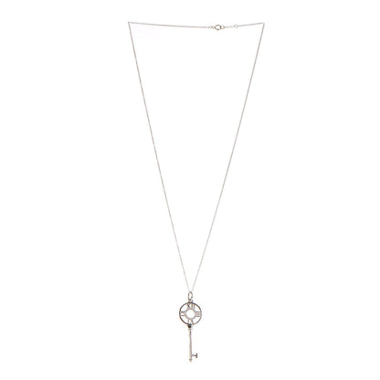Tiffany 18K White Gold Diamond Atlas Key Pendant Necklace 3 of 8