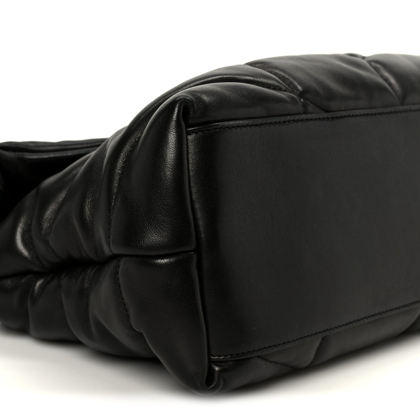 Lambskin Quilted Monogram Monochrome Medium Loulou Puffer Chain Satchel Black