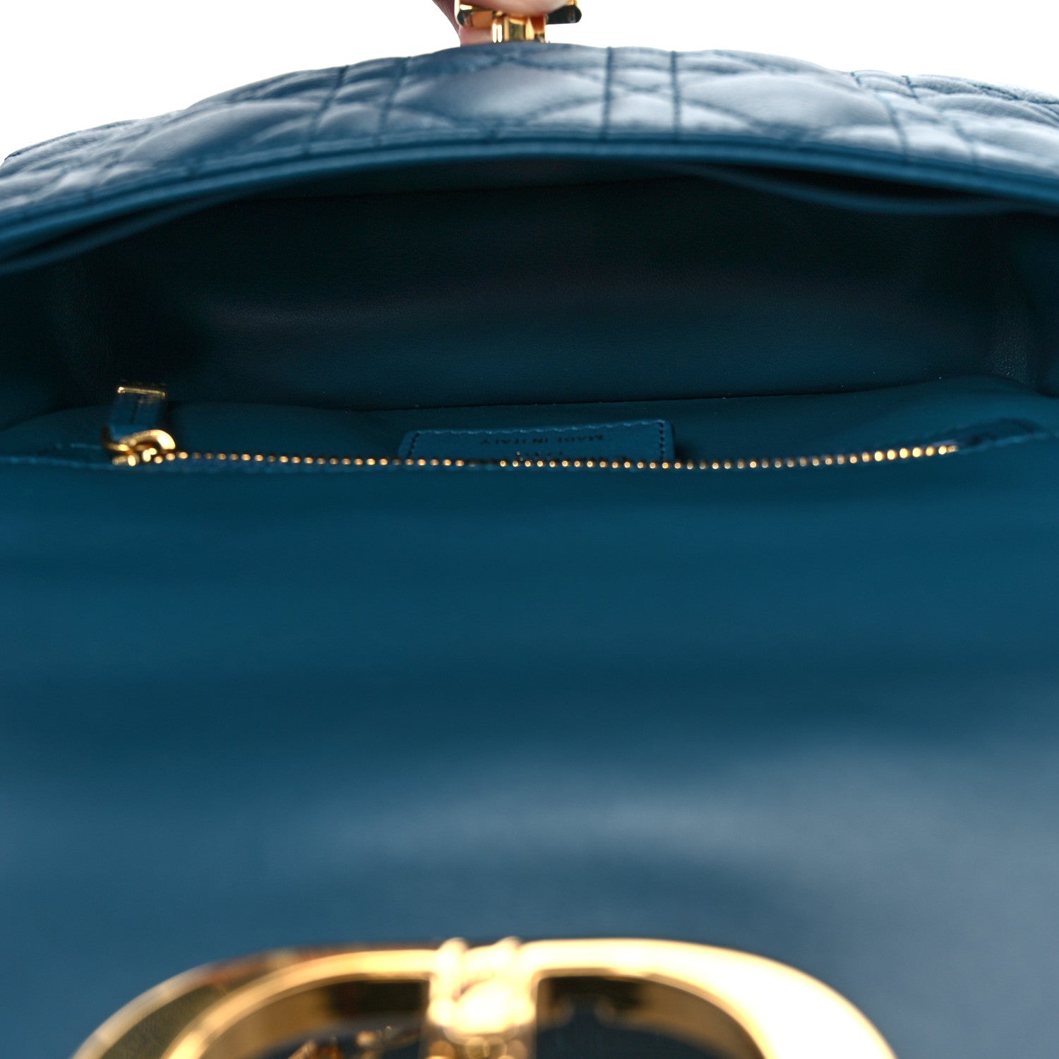 Christian Dior Lambskin Cannage Small Caro Bag Deep Ocean 5 of 9