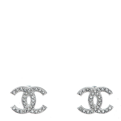 Chanel Crystal Timeless CC Earrings Silver 1 of 5