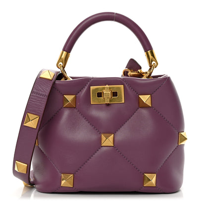 Valentino Garavani Nappa Small Roman Stud The Handle Bag Prune 1 of 9