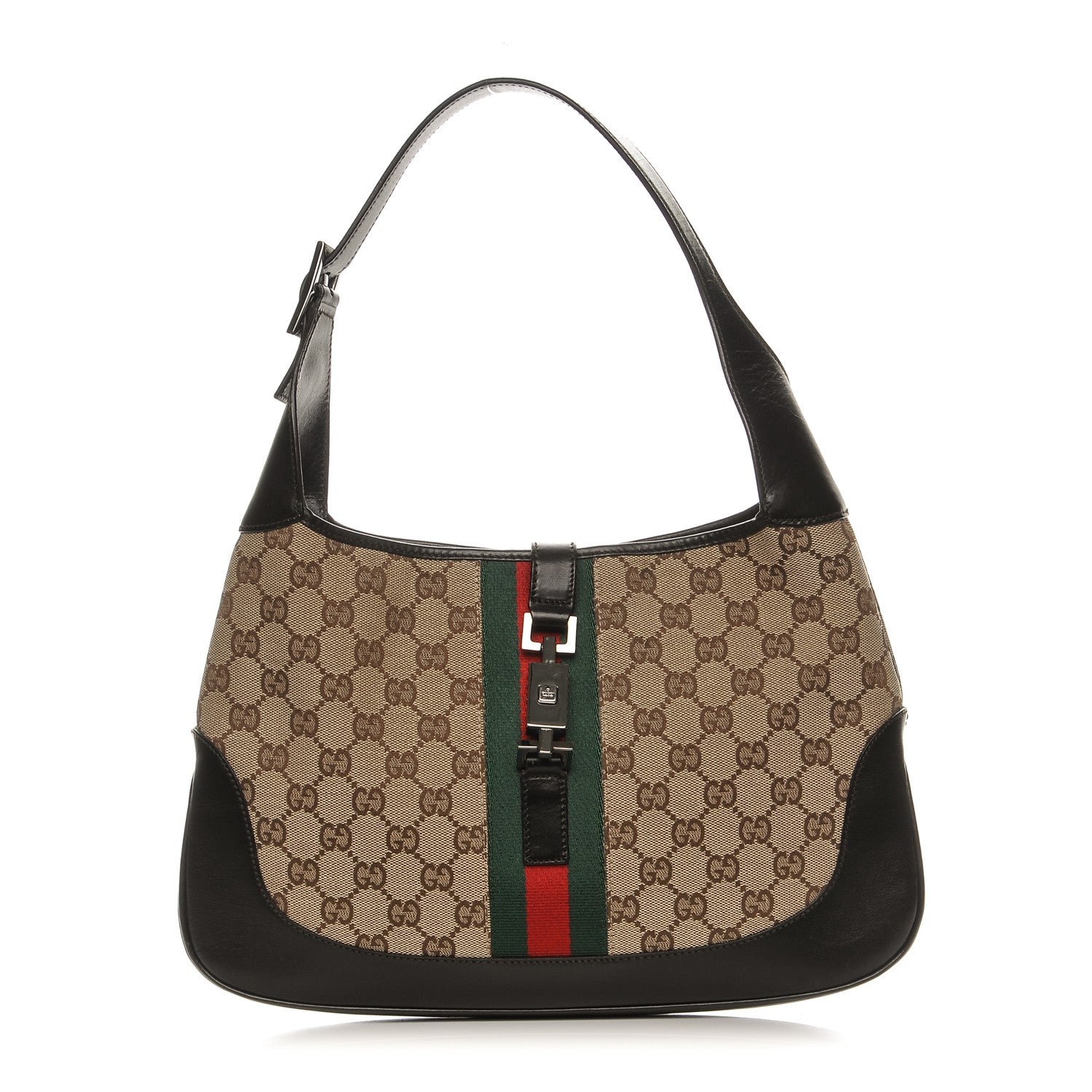 Gucci Monogram Web Jackie O Hobo Dark Brown 1 of 8