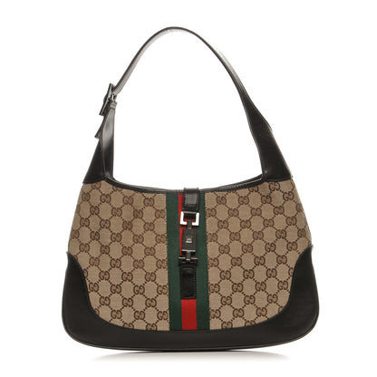 Gucci Monogram Web Jackie O Hobo Dark Brown 1 of 8