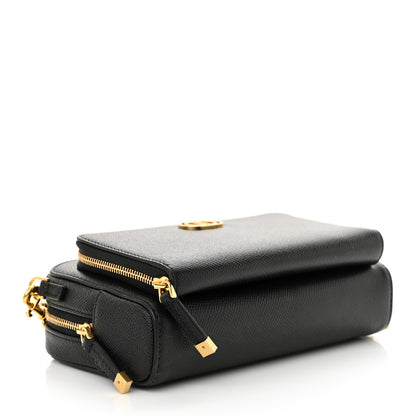 Christian Dior Grained Calfskin Caro Double Pouch Black 4 of 10
