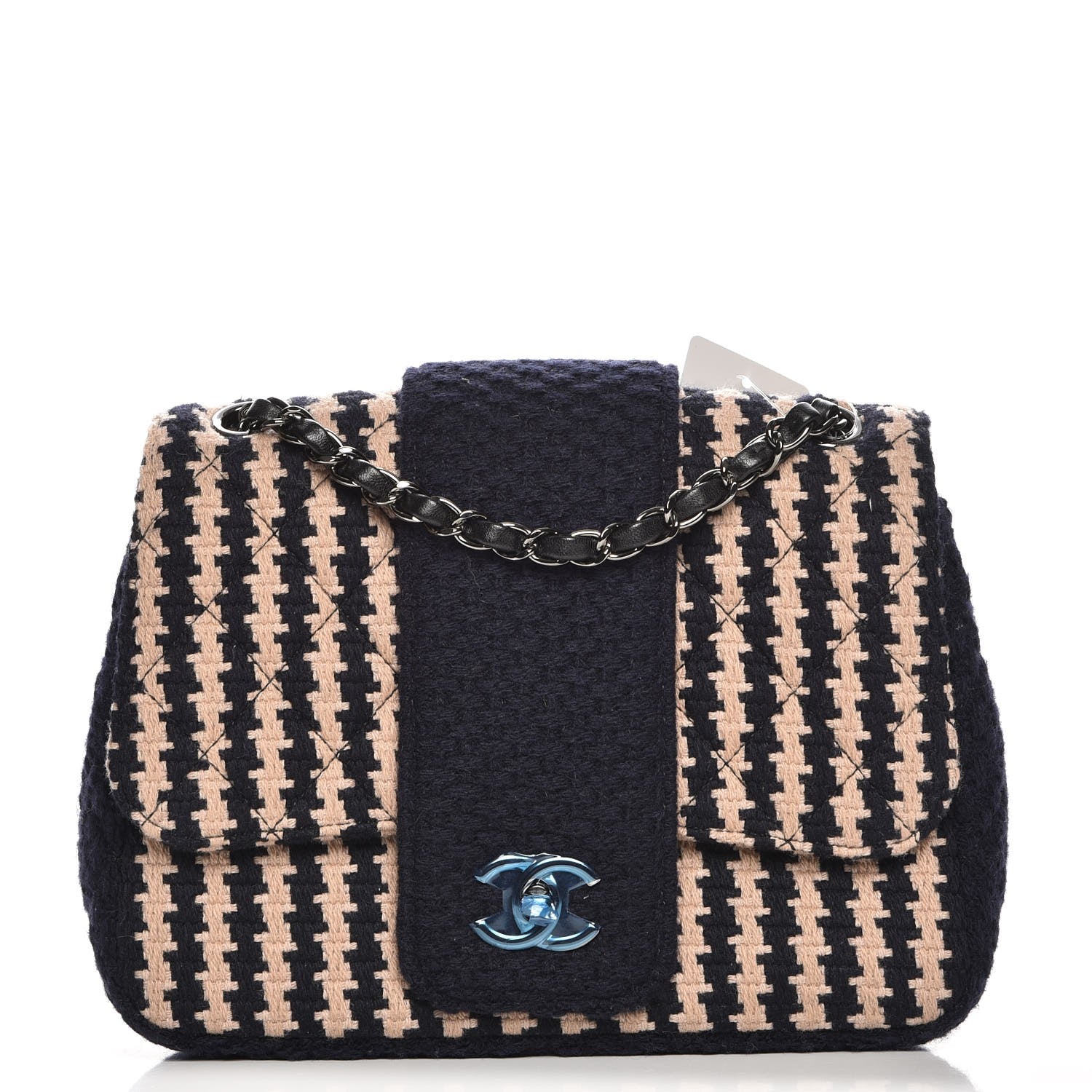 Chanel Tweed Small Elementary Chic Flap Blue Beige 1 of 8