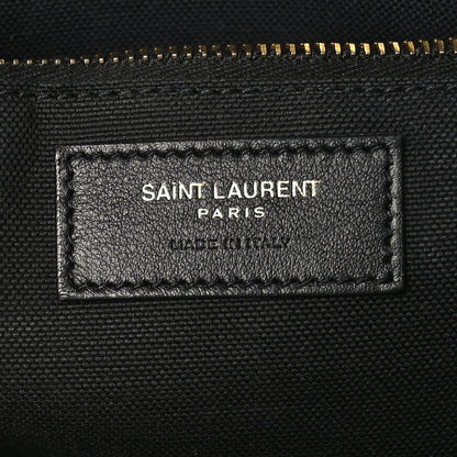 Saint Laurent Embroidered Cotton Linen Rive Gauche Noe Tote Natural Black 6 of 10