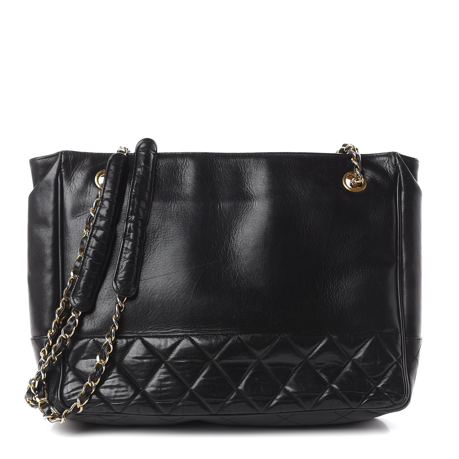 Chanel Lambskin Quilted Shopping Tote Black 1 of 5