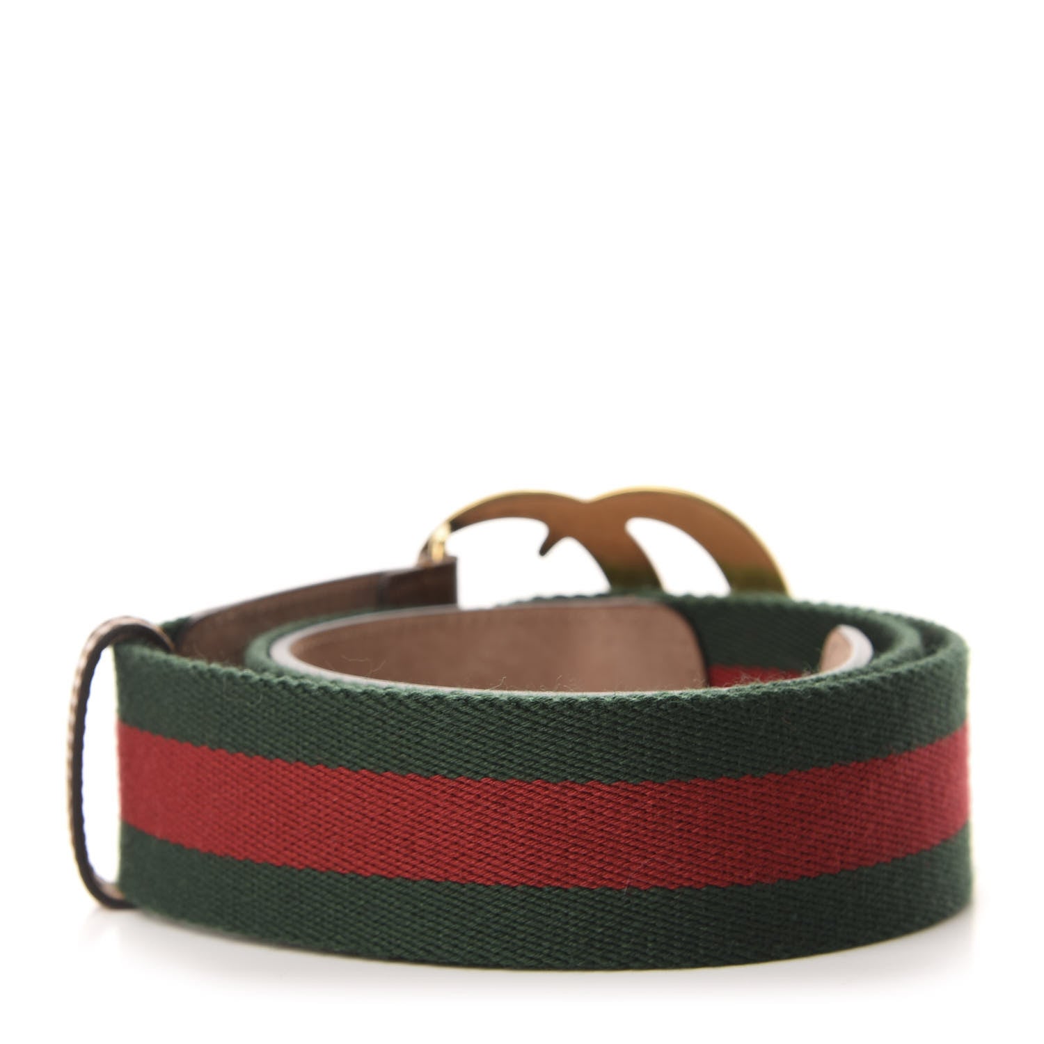 Gucci Nylon Calfskin Double G Web 40mm Belt 85 34 Green Red Cuir 2 of 7