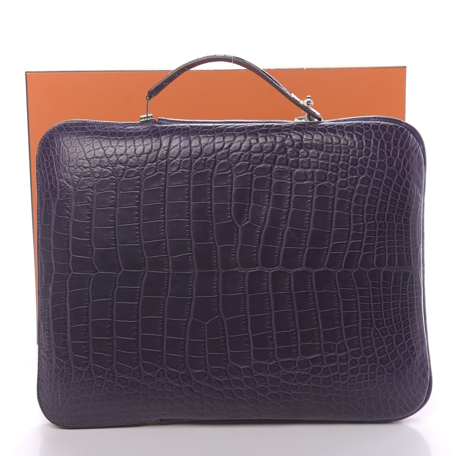 Hermes Matte Alligator Petit H Laptop Case Amethyst 640365