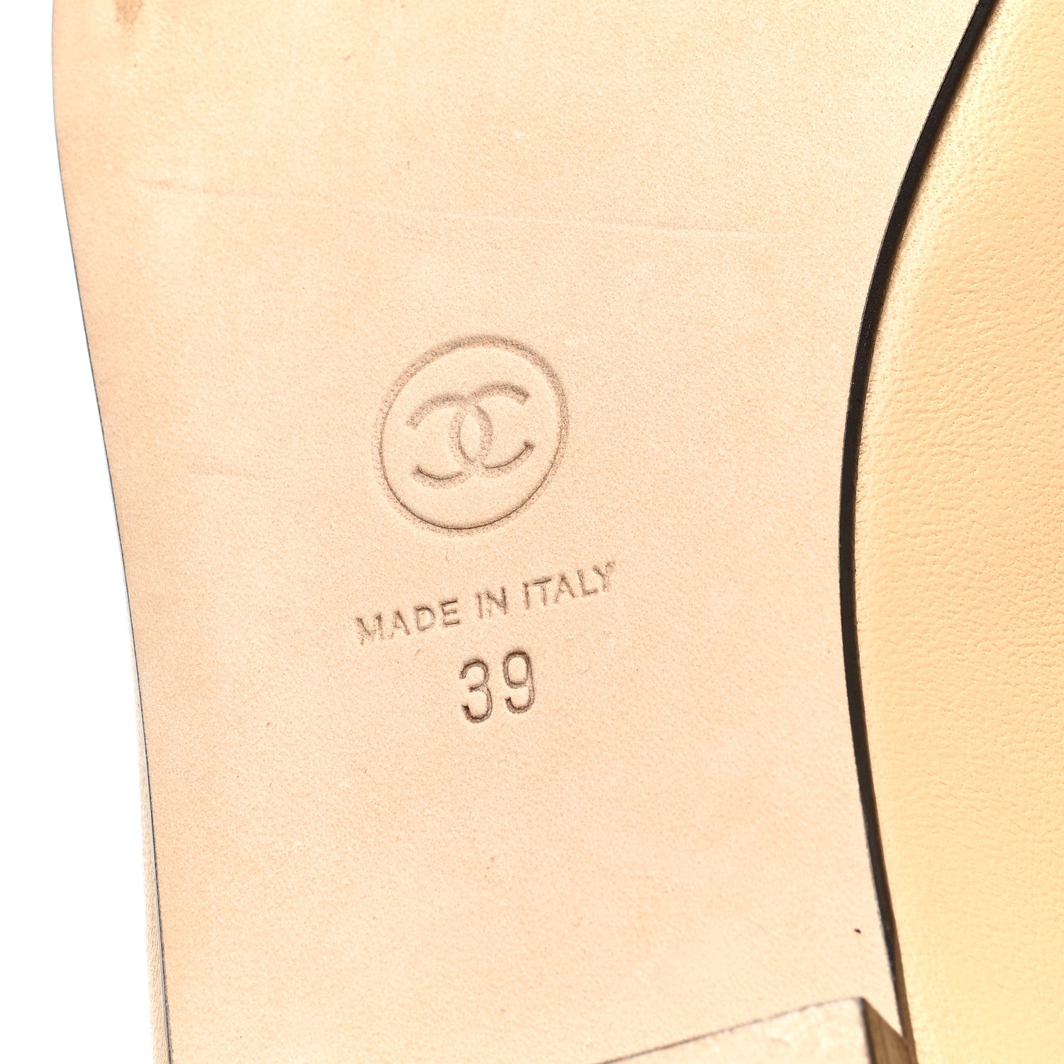 Chanel Lambskin Cap Toe CC Ballerina Flats 39 Beige Black 6 of 8