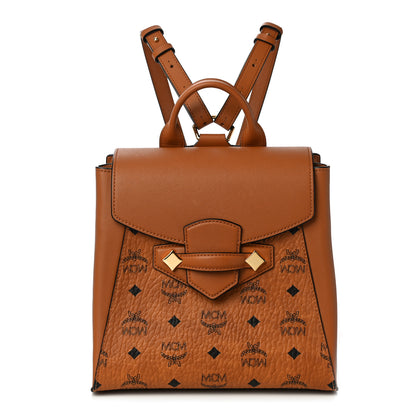 MCM Calfskin Essential Visetos Small Backpack Cognac 1 of 10