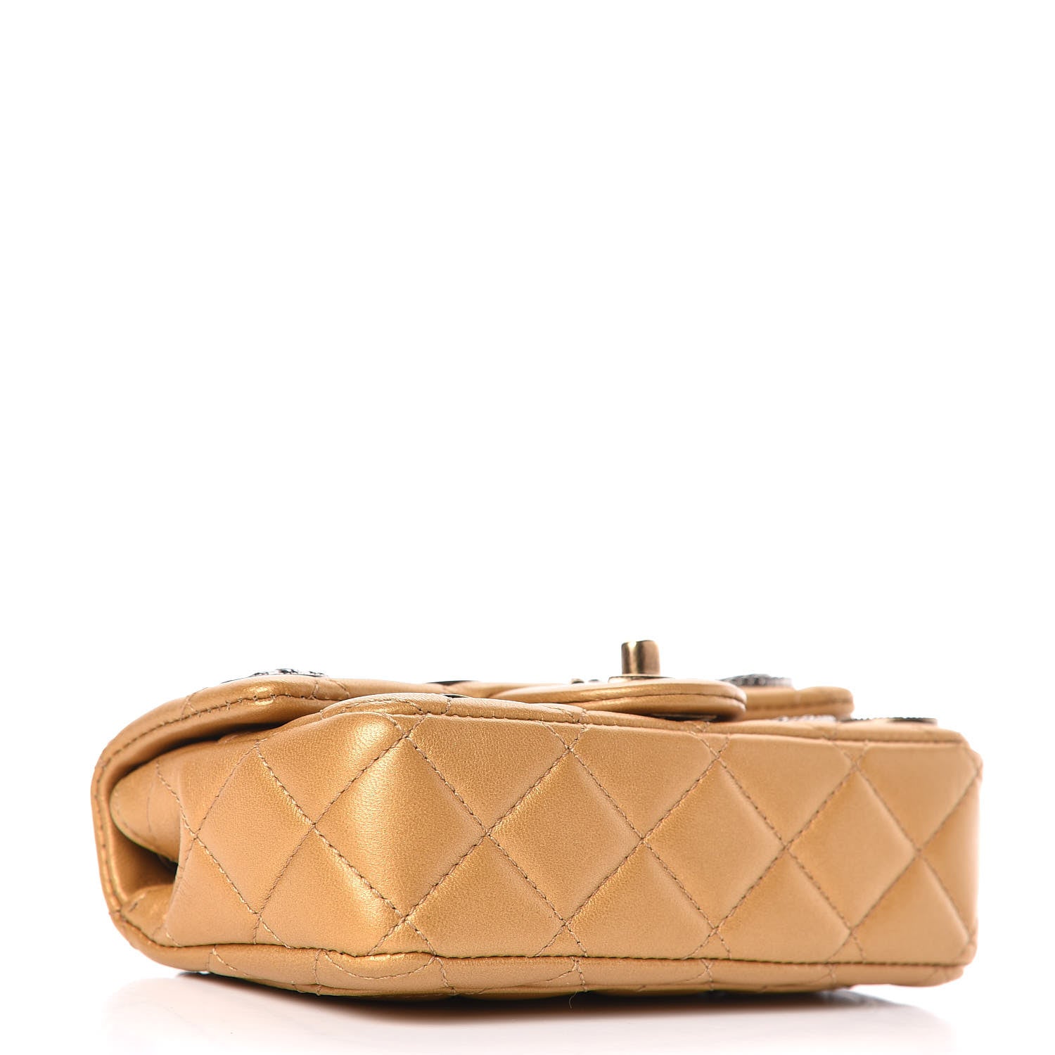 Chanel Metallic Lambskin Quilted Extra Mini Medallion Flap Gold 4 of 19