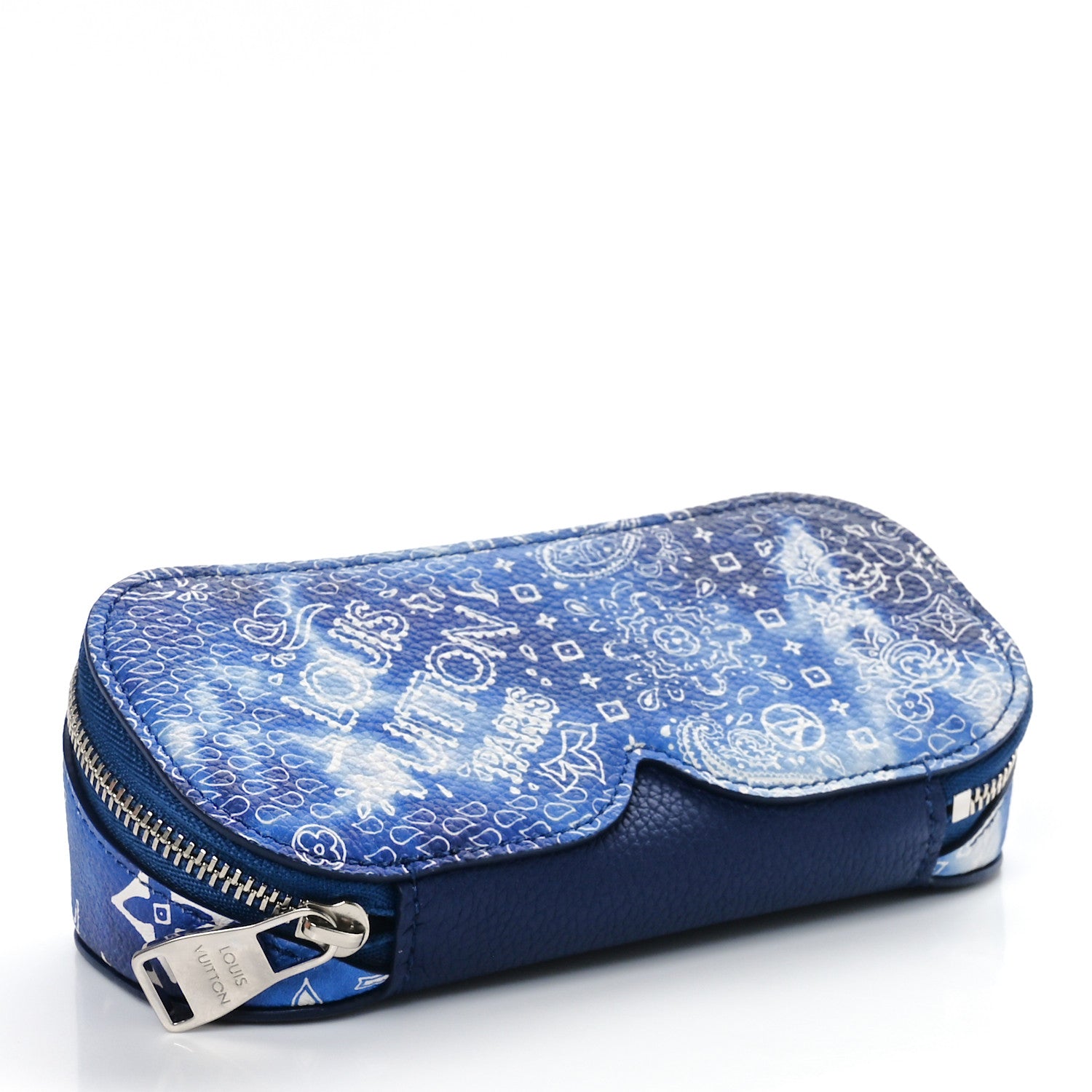 Louis Vuitton Cowhide Monogram Bandana Sunglasses Case GM Blue White 3 of 9