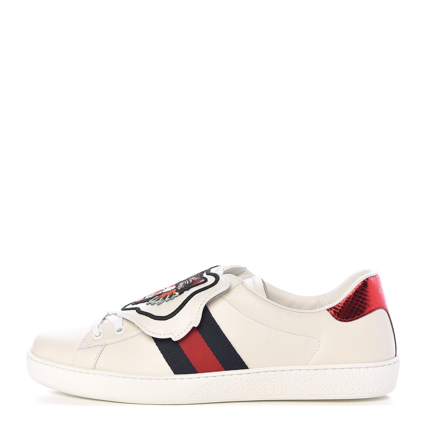 Calfskin Ayers Web Angry Cat Embroidered Mens Ace Sneakers 11.5 White