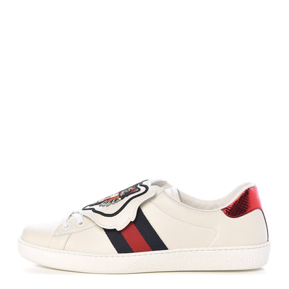 Gucci Calfskin Ayers Web Angry Cat Embroidered Mens Ace Sneakers 11.5 White 1 of 10