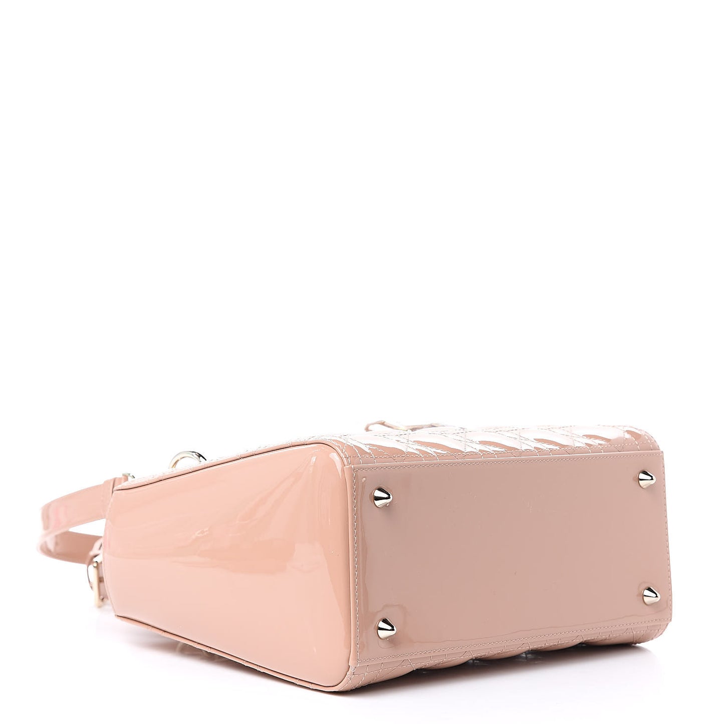 Patent Cannage Medium Lady Dior Beige