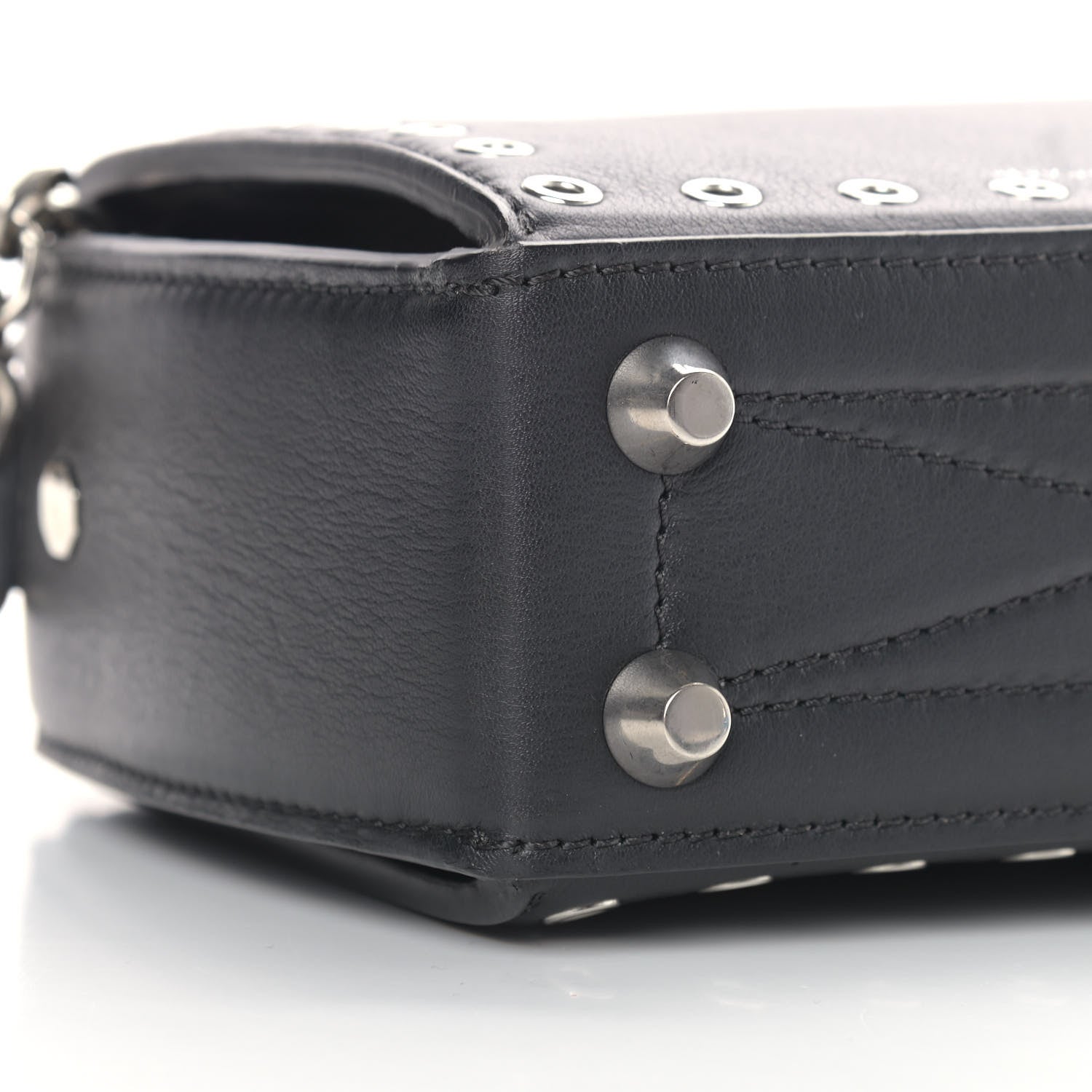 Alexander McQueen Fine Grain Goatskin Perforated Box Shoulder Bag 16 Black 9 of 11