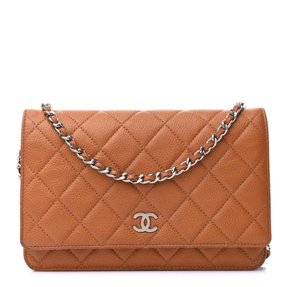 Chanel Caviar Quilted Wallet On Chain WOC Light Brown 1 of 10