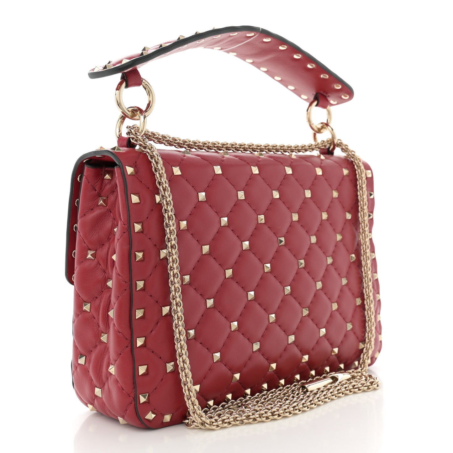 Nappa Medium Rockstud Spike Shoulder Bag Rosso Valentino