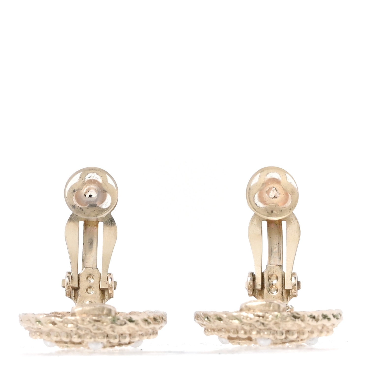 Chanel Metal Pearl CC Clip On Earrings Gold 3 of 5