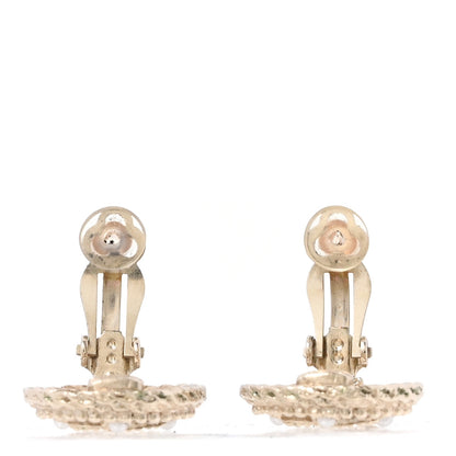 Chanel Metal Pearl CC Clip On Earrings Gold 3 of 5