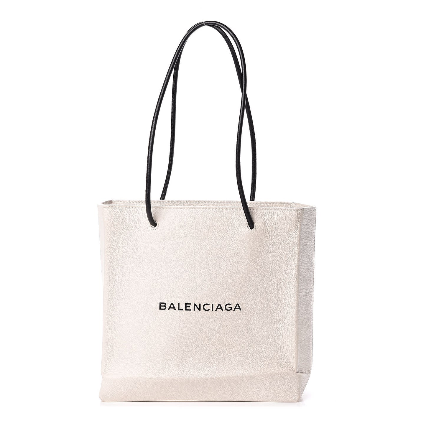 Calfskin Logo Small Shopping Tote White