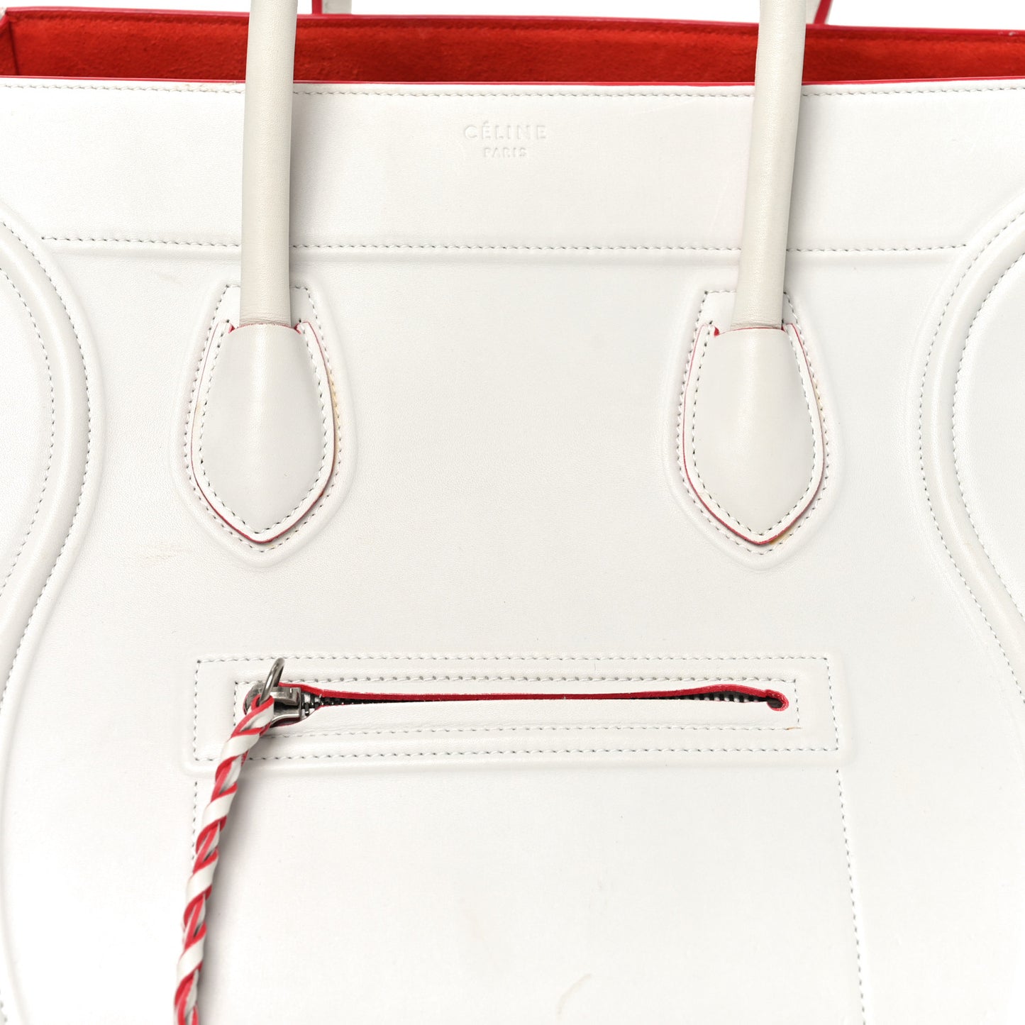 Smooth Calfskin Medium Phantom Luggage White