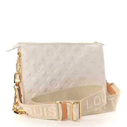Louis Vuitton Lambskin Embossed Monogram Coussin PM Beige Cream 3 of 10