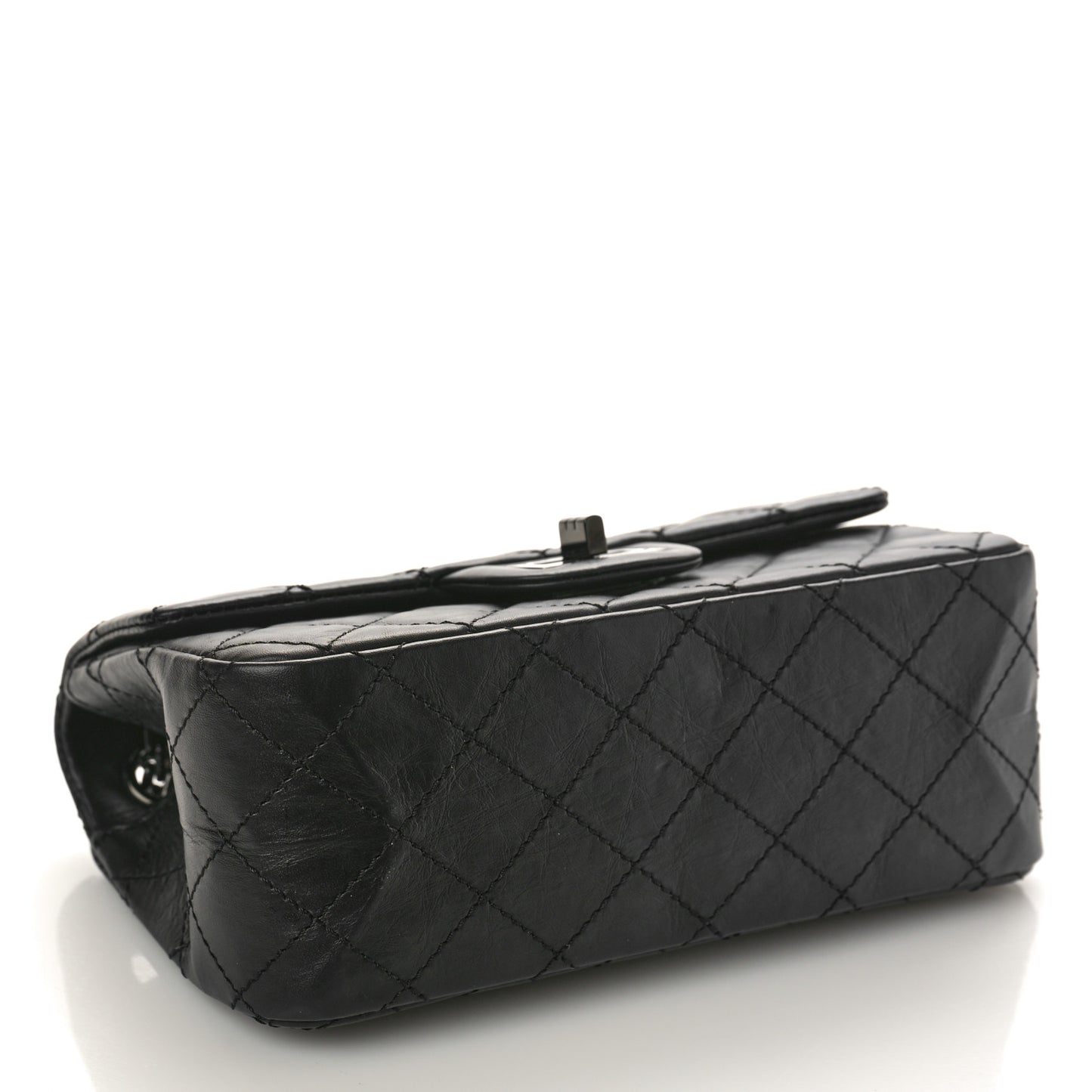 Aged Calfskin Quilted 2.55 Reissue Mini Flap So Black