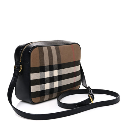 Burberry Giant Check Calfskin Large Camera Bag Black 3 of 11