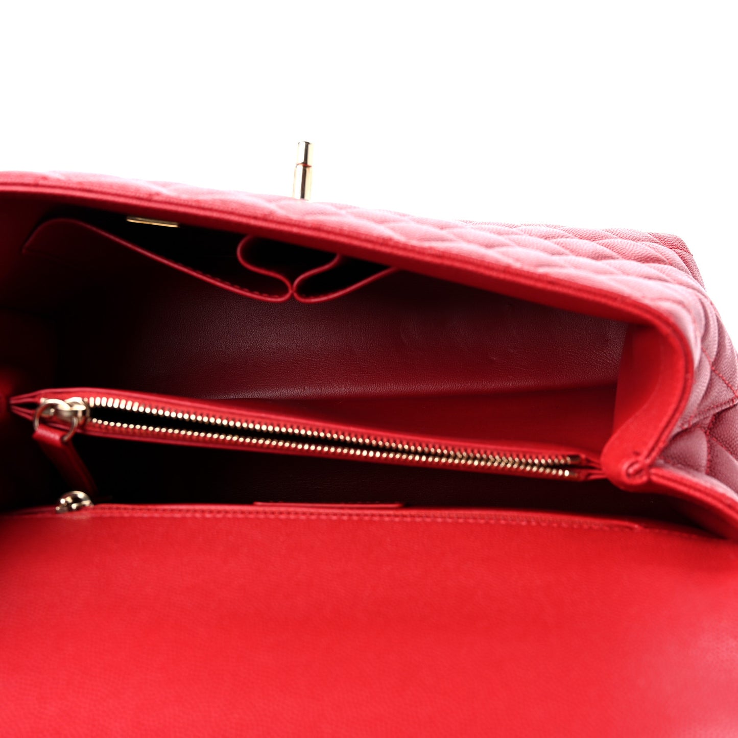 Caviar Lizard Embossed Quilted Small Coco Handle Flap Red