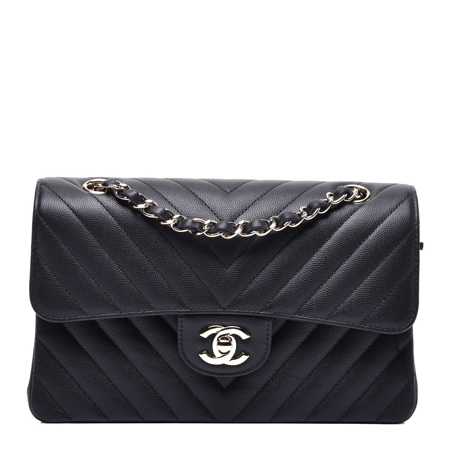 Chanel Caviar Chevron Quilted Small Double Flap Black 1 of 11