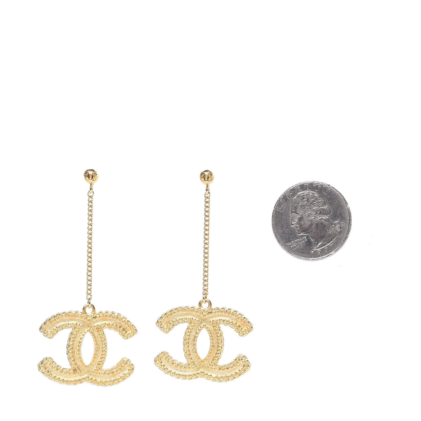 CC Drop Earrings Matte Gold