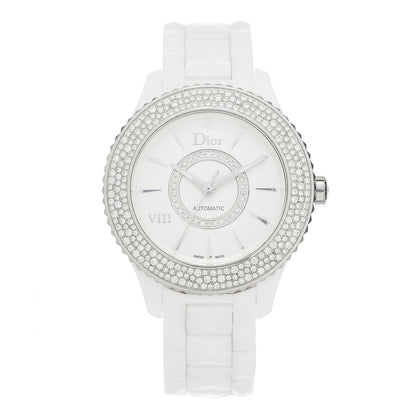 Christian Dior Stainless Steel Ceramic Diamond Pave Bezel Mother of Pearl 38mm Dior VIII Automatic Watch White 1 of 5